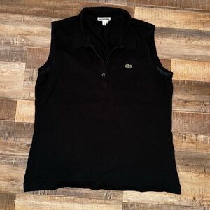 Lacoste Black Collared Sleeveless Women’s Polo Top Size 42 Large Used